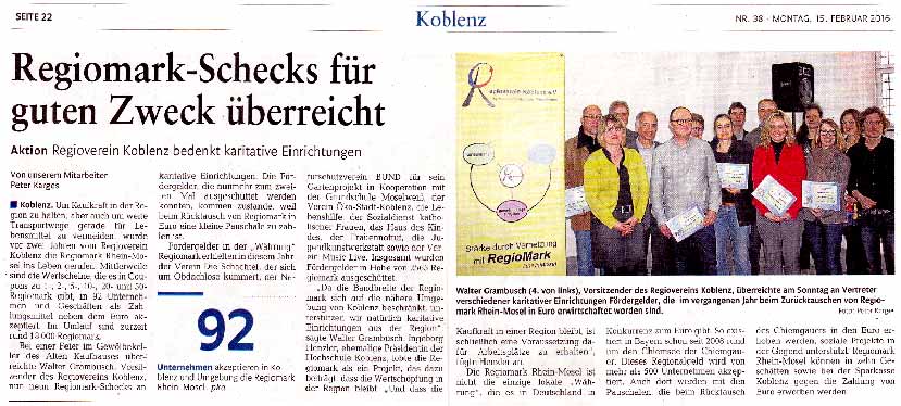 Fördergeldübergabe aus 2015 Fördergeldübergabe aus 2015